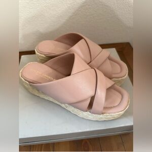 ANDRE ASSOUS Calesa Leather Espadrille Platform Sandals Tan EU 38 Designer